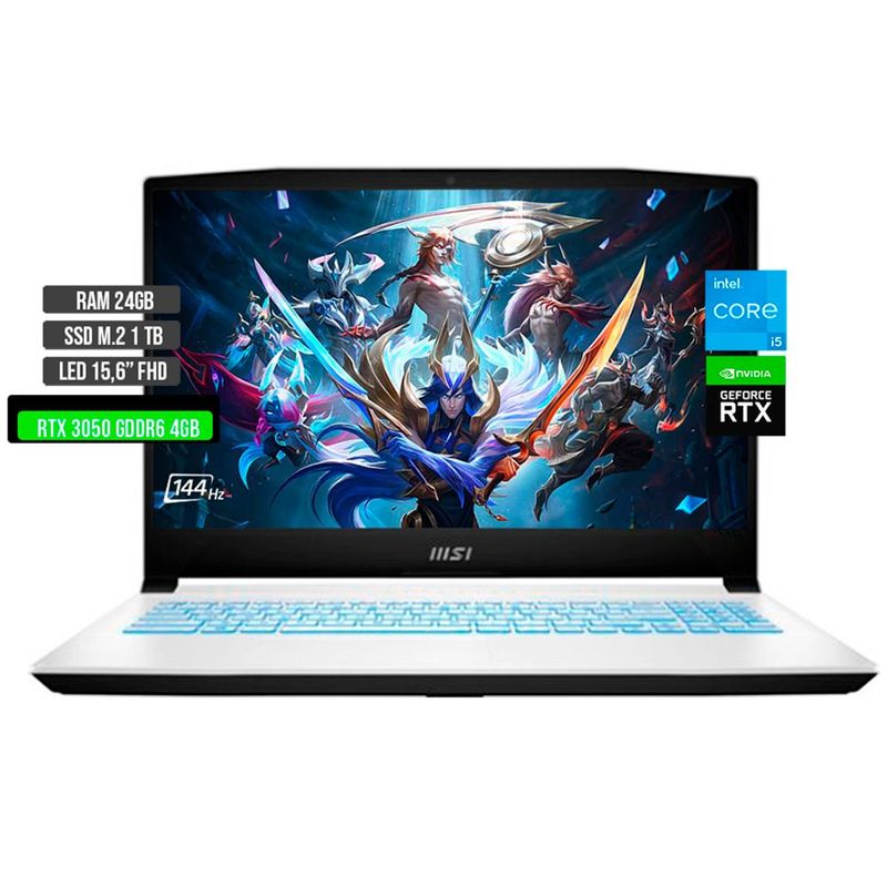 MSI - MSI SWORD INTEL CORE I5-12450H RTX 3050 4GB SSD 1TB RAM 24GB LED 15.6" FHD 144Hz