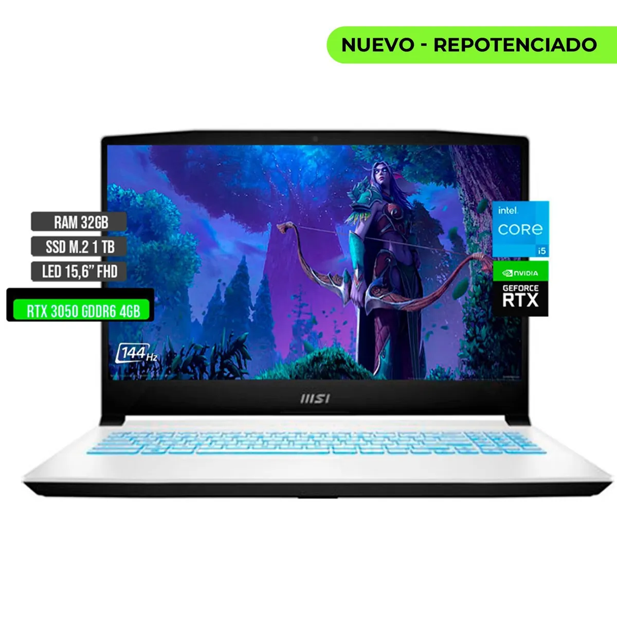 MSI - MSI SWORD INTEL CORE I5-12450H RTX 3050 4GB SSD 1TB RAM 32GB LED 15.6" FHD 144Hz