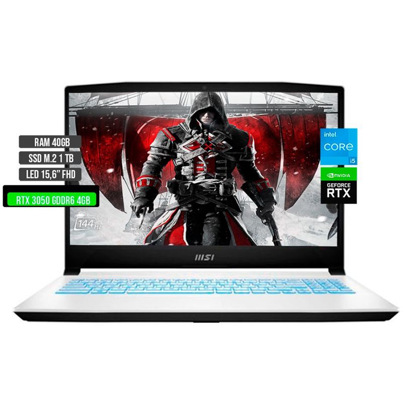 MSI - MSI SWORD INTEL CORE I5-12450H RTX 3050 4GB SSD 1TB RAM 40GB LED 15.6" FHD 144Hz