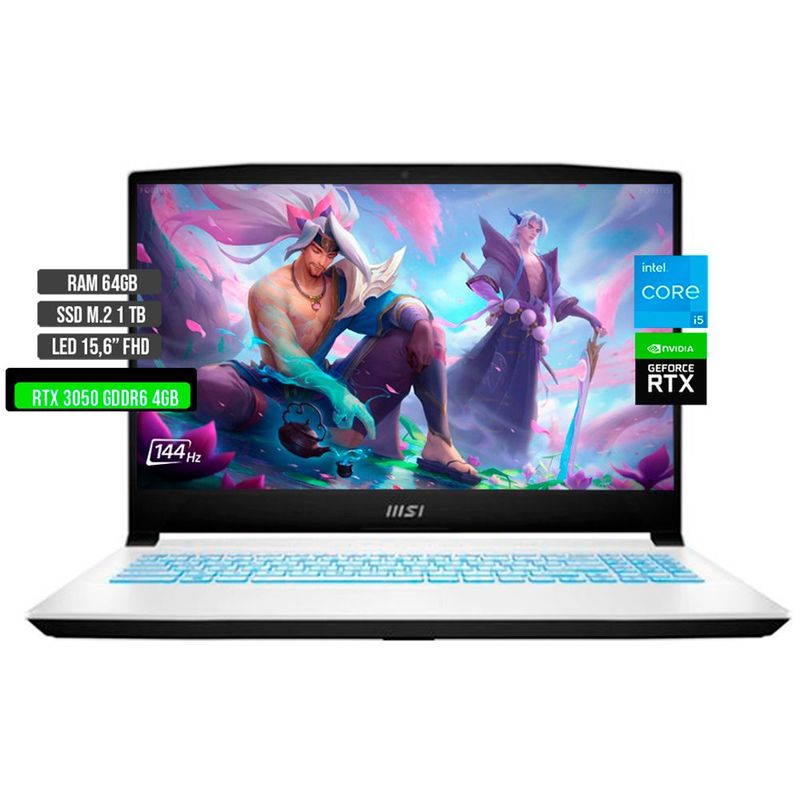 MSI - MSI SWORD INTEL CORE I5-12450H RTX 3050 4GB SSD 1TB RAM 64GB LED 15.6" FHD 144Hz