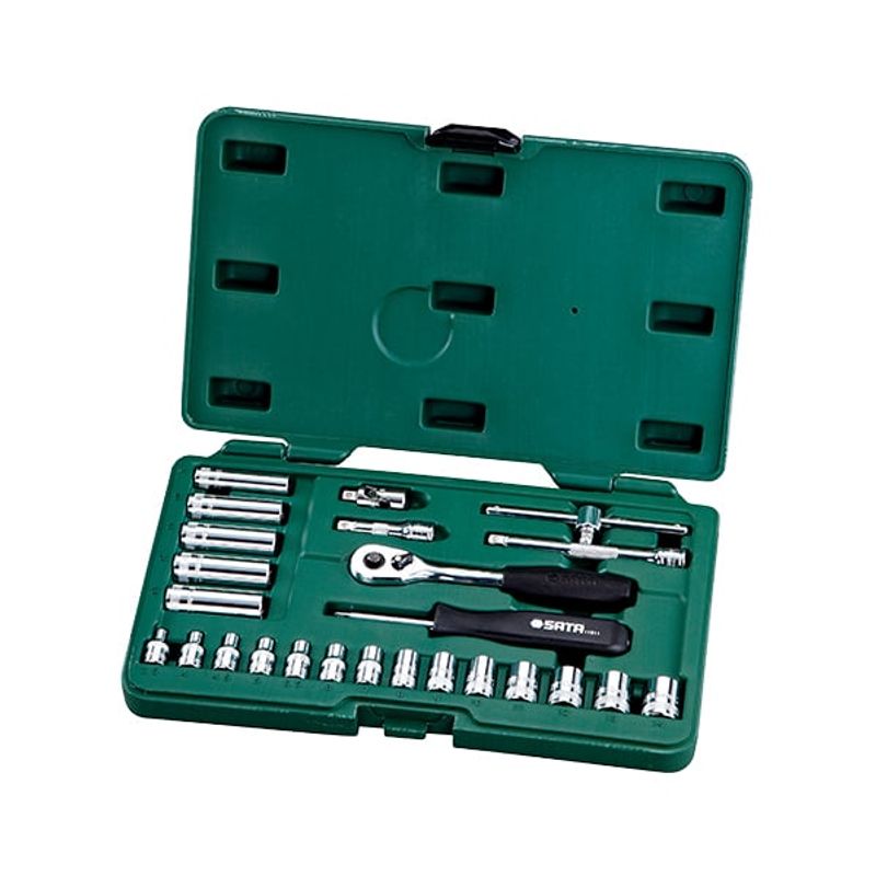 SATA - JUEGO COPAS 1/4 6PT 36PIEZAS MM ALTAS Y BAJAS REF.09001SJ SATA