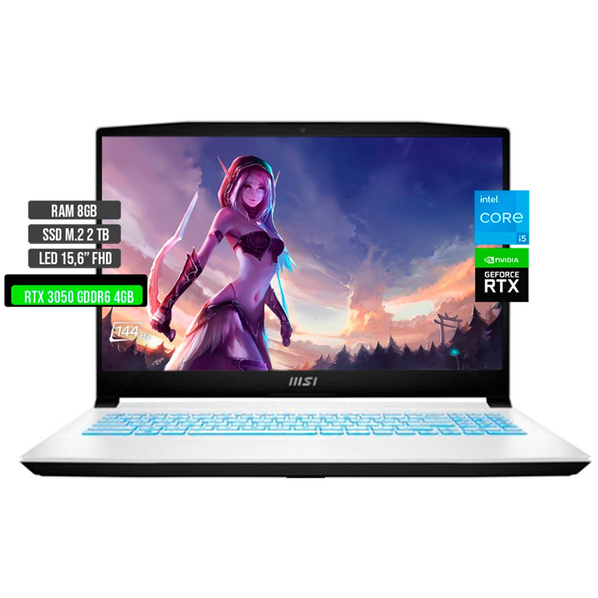 MSI - MSI SWORD INTEL CORE I5-12450H RTX 3050 4GB SSD 2TB RAM 8GB LED 15.6" FHD 144Hz