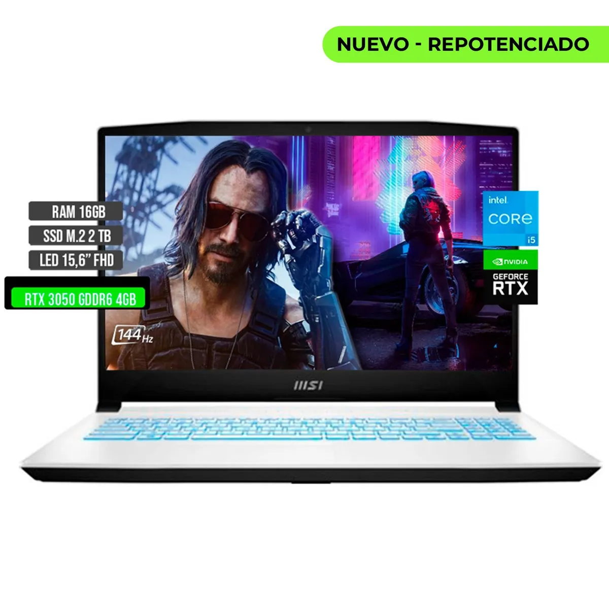 MSI - Portátil MSI Intel Core I5 RTX 3050 16GB RAM SSD 2TB 144Hz