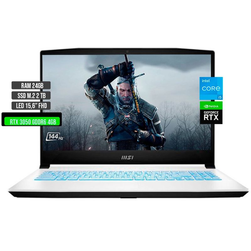 MSI - MSI SWORD INTEL CORE I5-12450H RTX 3050 4GB SSD 2TB RAM 24GB LED 15.6" FHD 144Hz