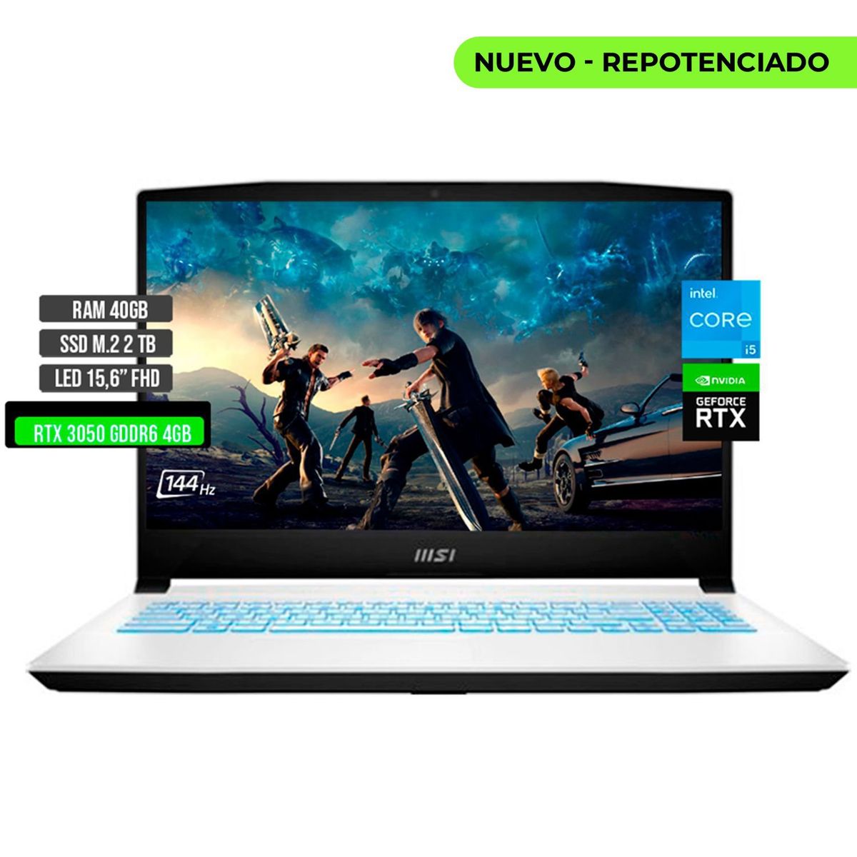 MSI - MSI SWORD INTEL CORE I5-12450H RTX 3050 4GB SSD 2TB RAM 40GB LED 15.6" FHD 144Hz