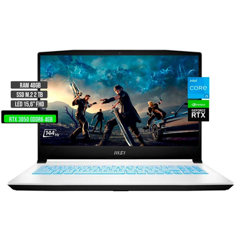 MSI - MSI SWORD INTEL CORE I5-12450H RTX 3050 4GB SSD 2TB RAM 40GB LED 15.6" FHD 144Hz