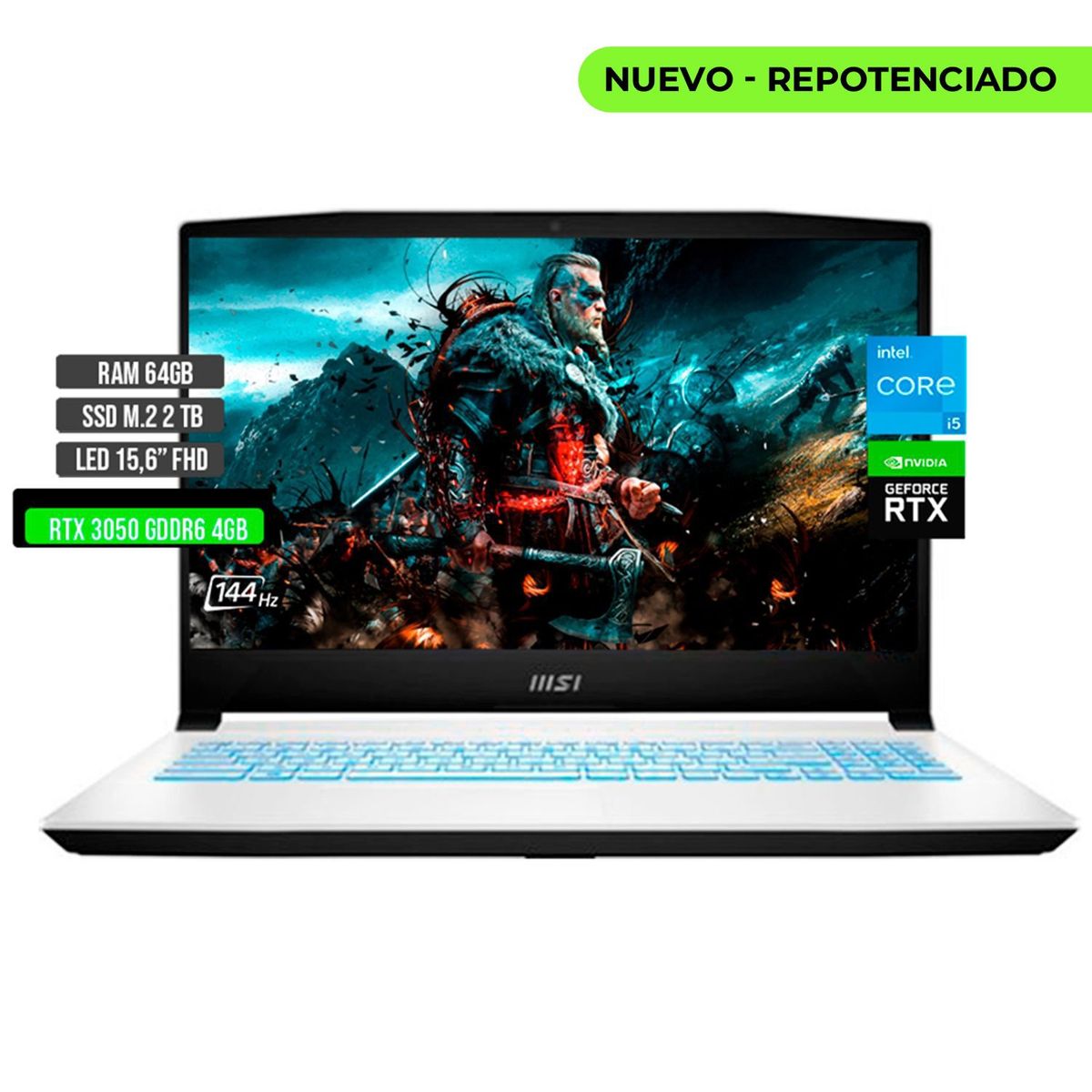MSI - MSI SWORD INTEL CORE I5-12450H RTX 3050 4GB SSD 2TB RAM 64GB LED 15.6" FHD 144Hz