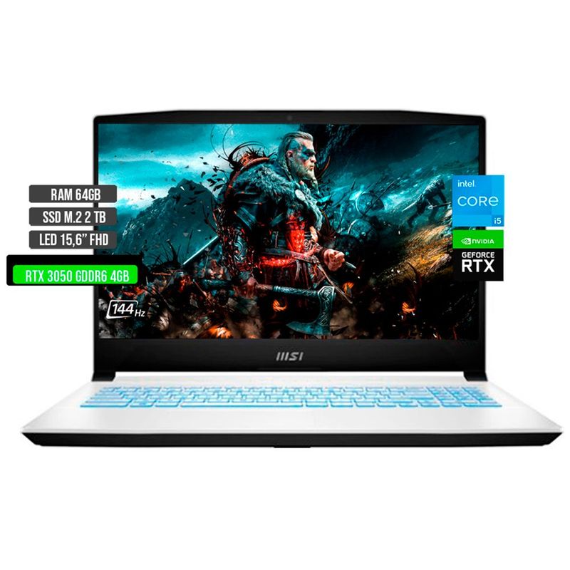 MSI - MSI SWORD INTEL CORE I5-12450H RTX 3050 4GB SSD 2TB RAM 64GB LED 15.6" FHD 144Hz