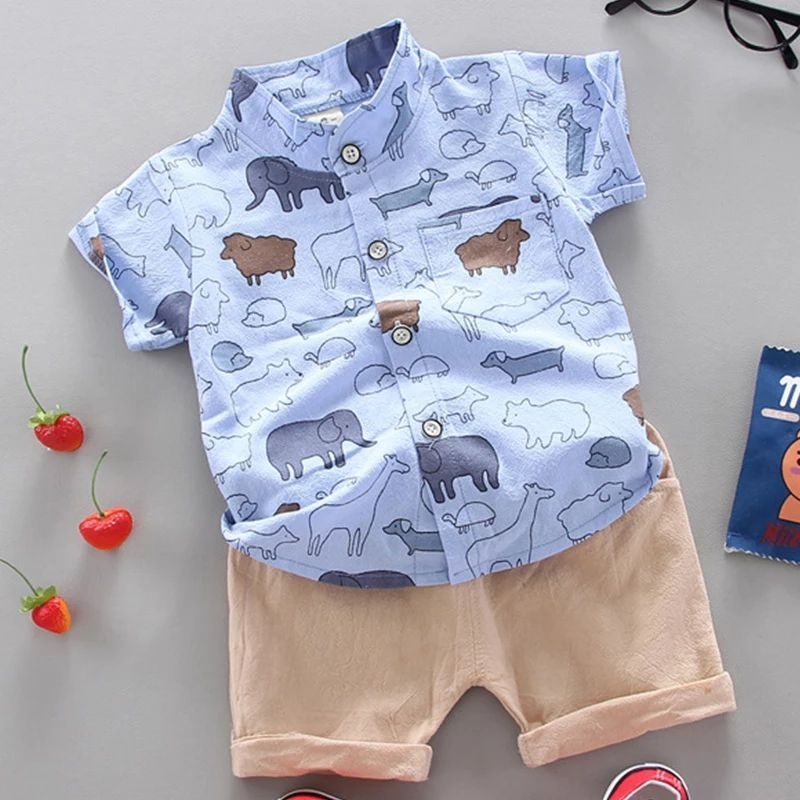 LUSOLSI - Ropa para niños conjuntos de vestir bebes camisa y pantalon corto