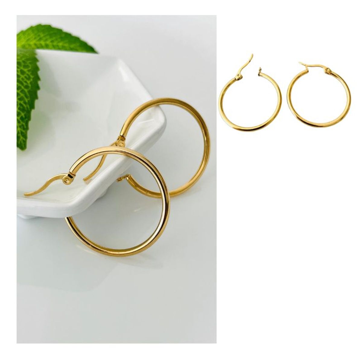ACCESORIOS DE EVA - Candongas en Acero Inoxidable para Mujer Gold 35 mm_.