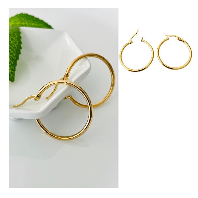 ACCESORIOS DE EVA - Candongas en Acero Inoxidable para Mujer Gold 35 mm_.