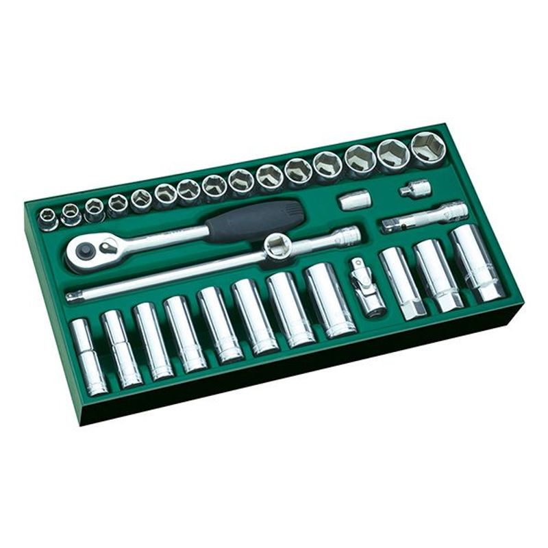 SATA - JUEGO COPAS 3/8 BANDEJA 33PIEZAS REF.09902SJ SATA