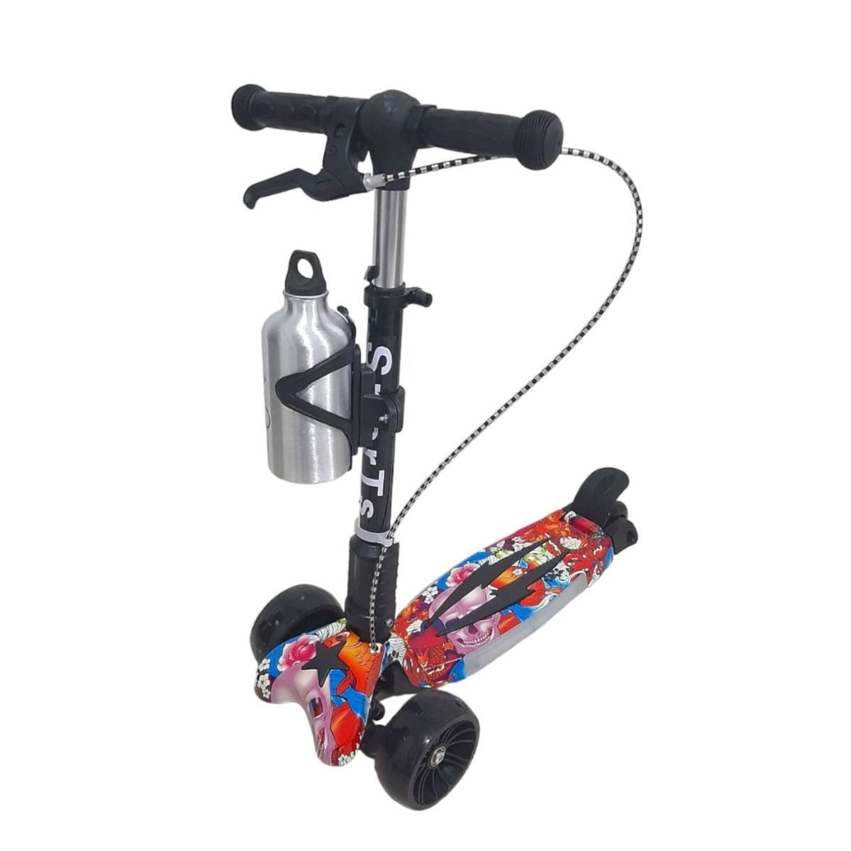 KIDSHOP - Patineta Monopatín Scooter Aluminio Con Luce Y Termo A8 Rojo