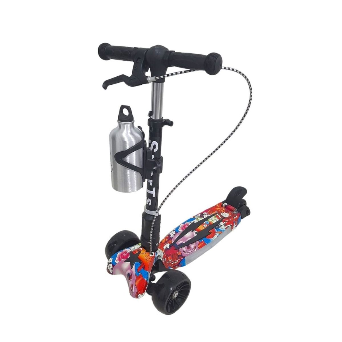 KIDSHOP - Patineta Monopatín Scooter Aluminio Con Luce Y Termo A8 Rojo