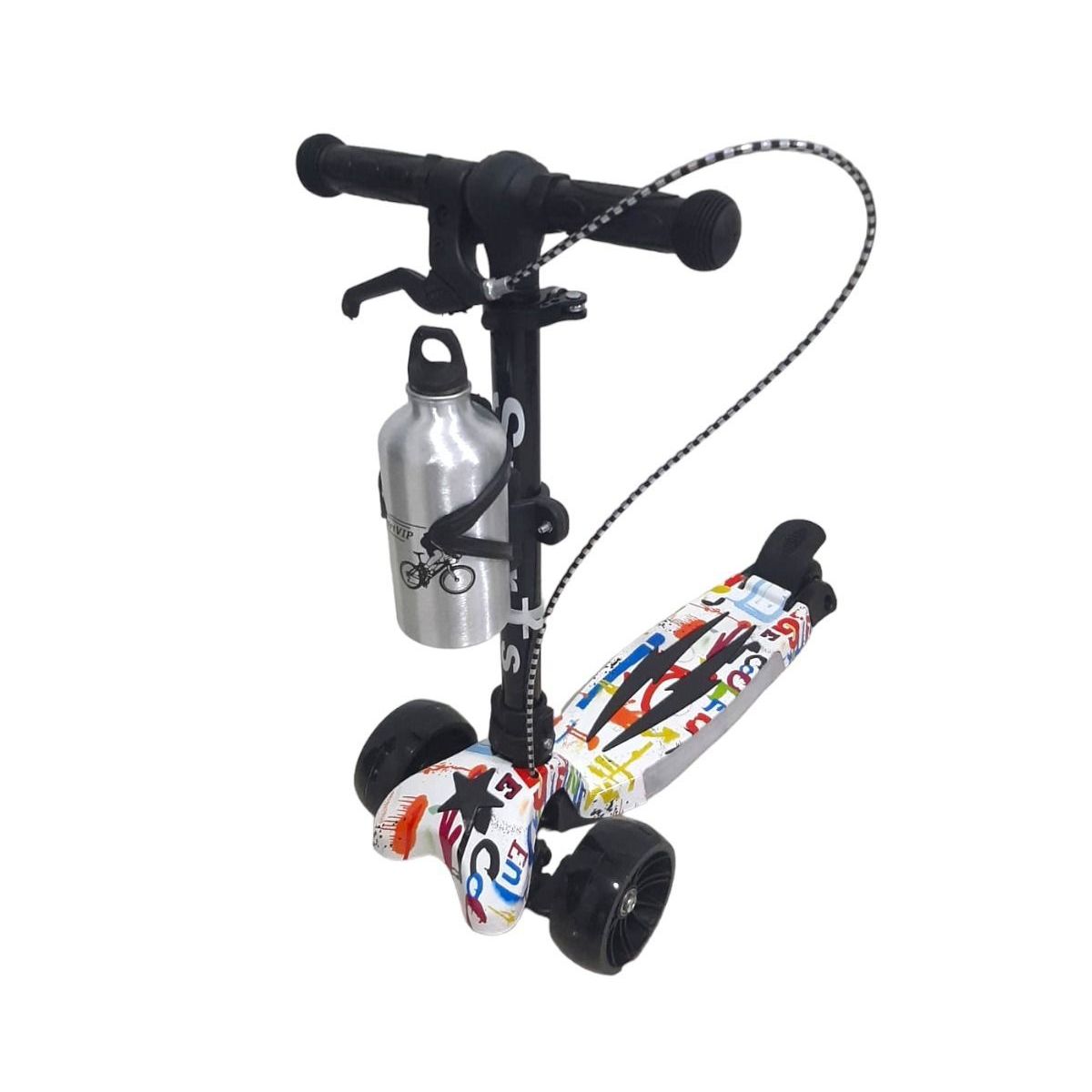 KIDSHOP - Patineta Monopatín Scooter Aluminio Con Luce Y Termo Blanco