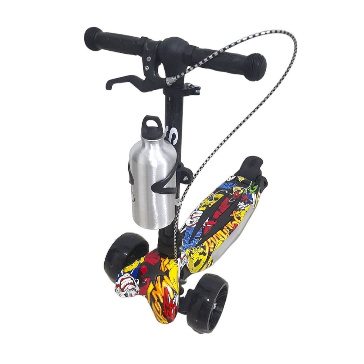 KIDSHOP - Patineta Monopatín Scooter Aluminio Con Luce Y Termo Amarillo
