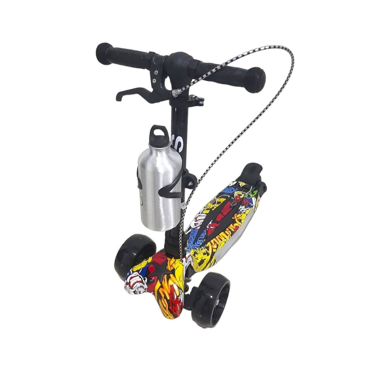 KIDSHOP - Patineta Monopatín Scooter Aluminio Con Luce Y Termo Amarillo