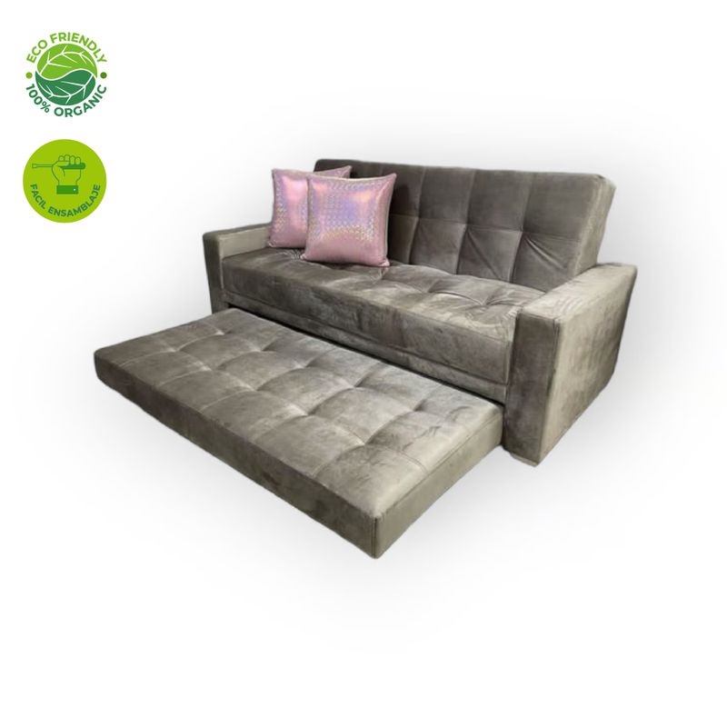 GENERICO - Sofá Cama Moderno en living sala de estar Funcional en tela gris