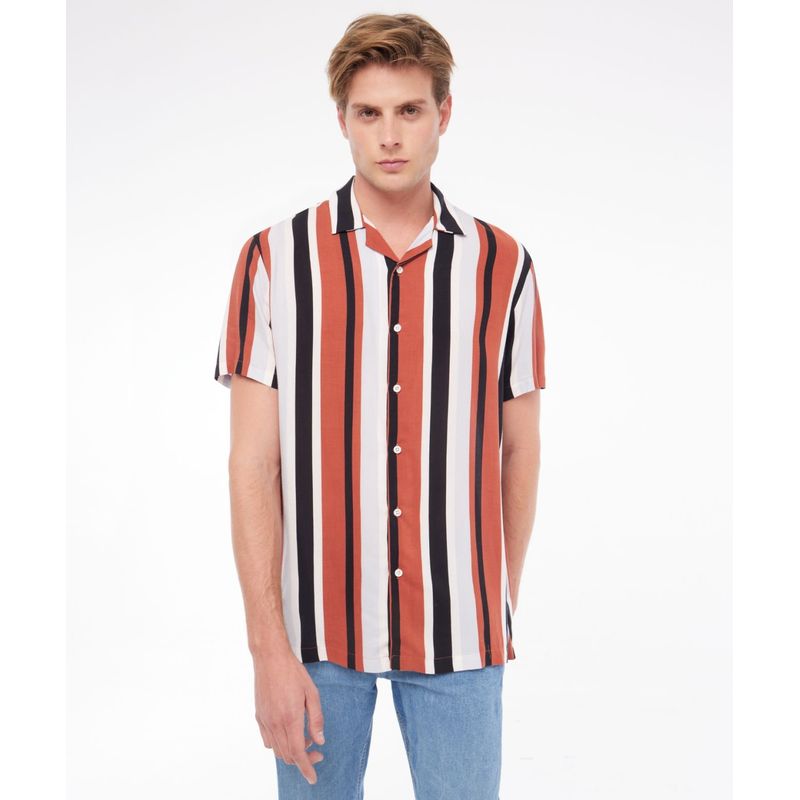 SEVEN SEVEN - Camisa Para Hombre Manga Corta  Color Terracota Marca Seven Seven #45011835