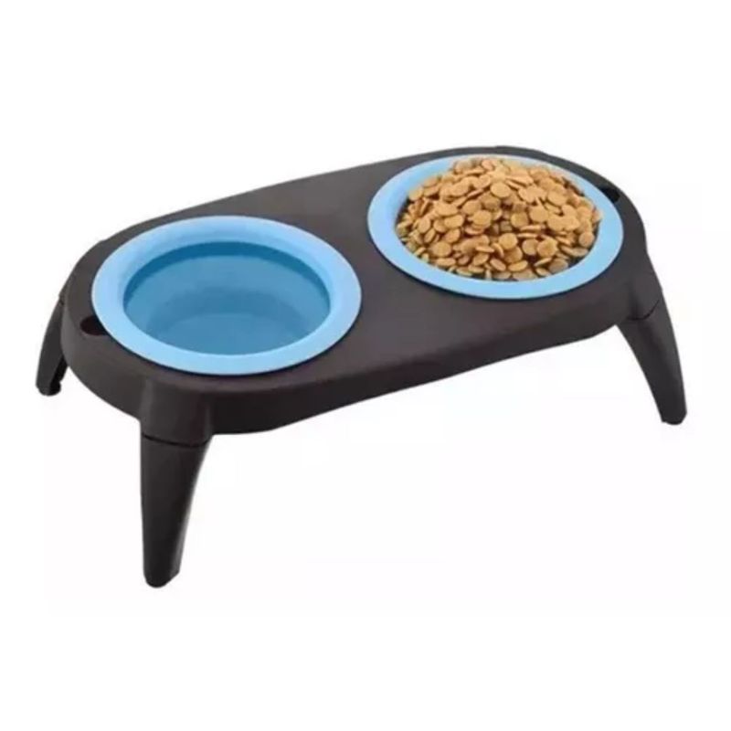 AFM - Comedero Alto Para Perros Siliconado AZUL