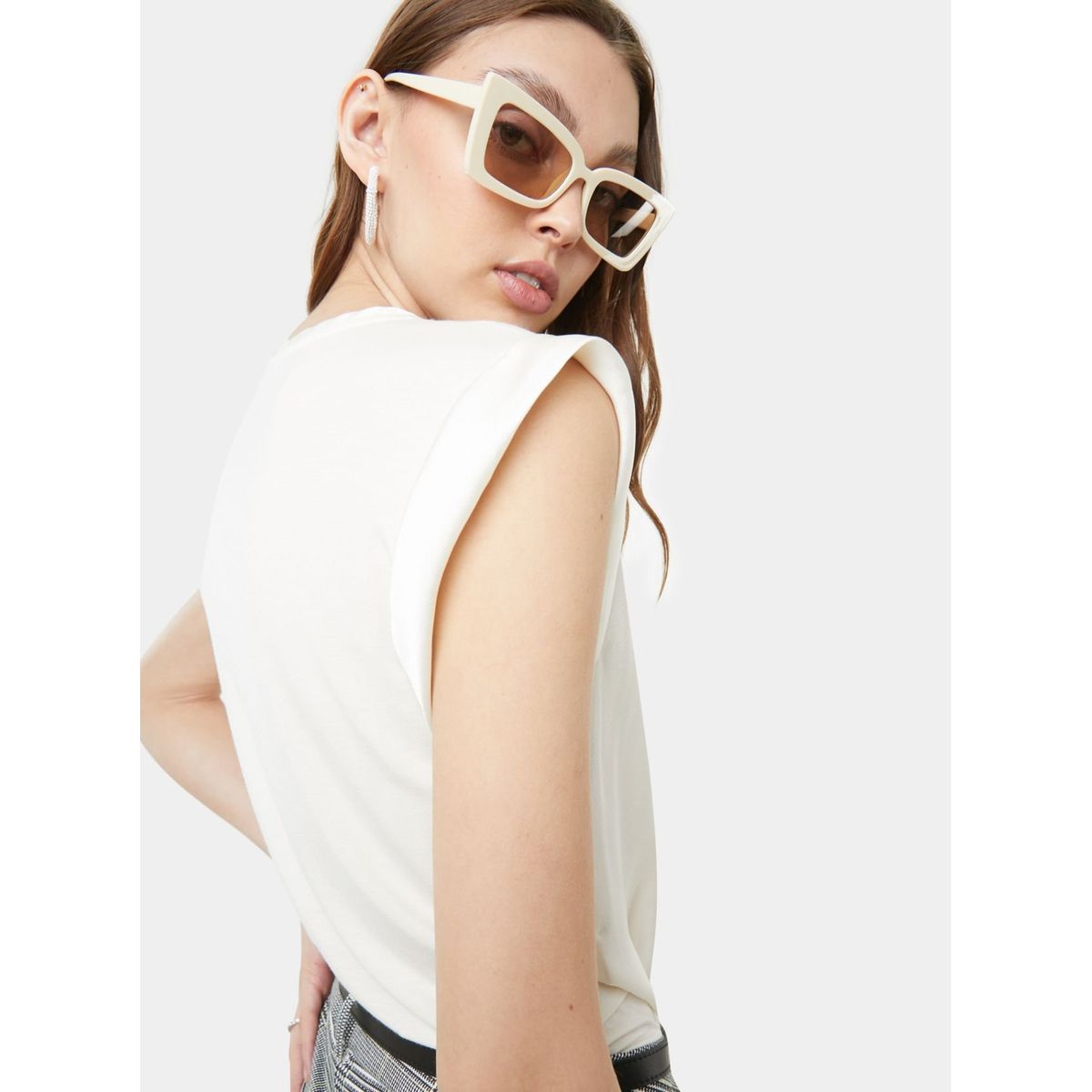 SEVEN SEVEN - Blusa Manga Corta Con Contraste De Tela   Para Mujer Crudo Seven Seven