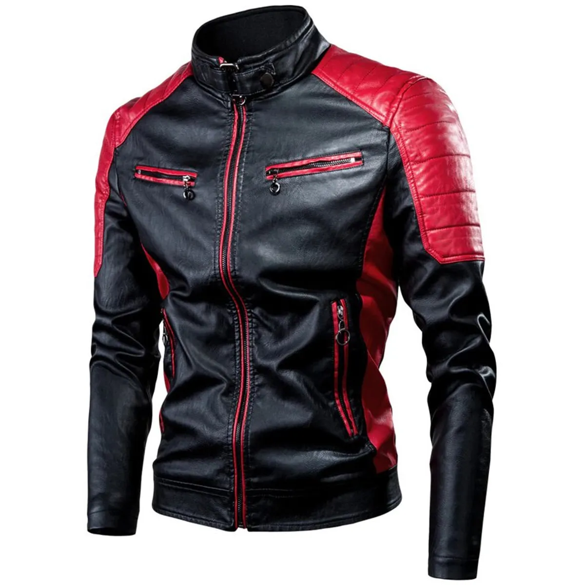 THE CLOTHING COMPANY - Chaqueta Hombre Cuero Sintético Lineas-Negro