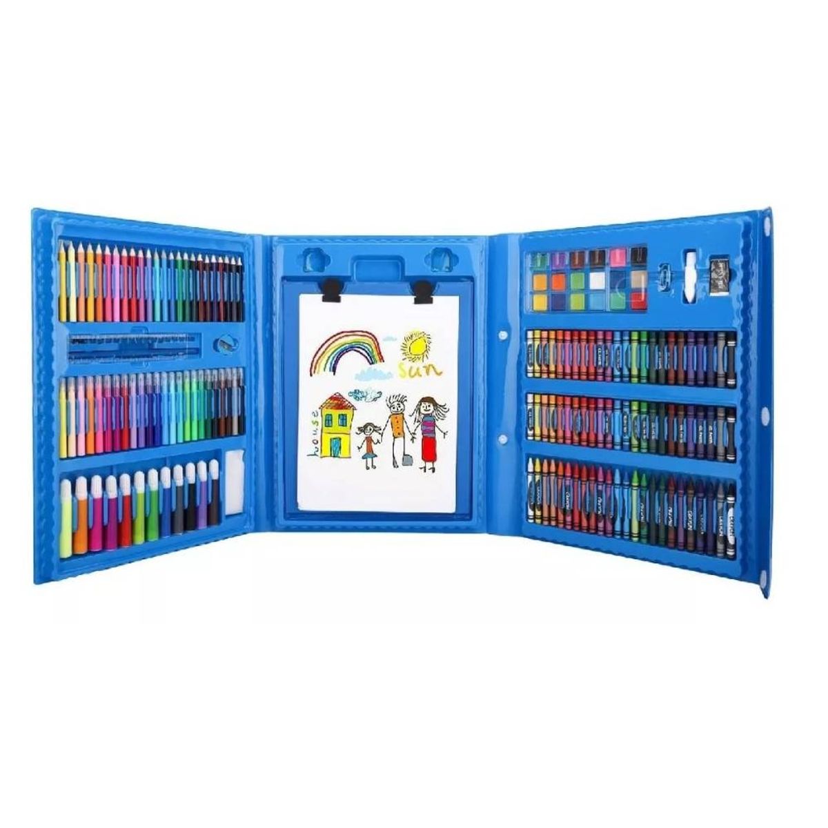 GENERICO - Set Colores Marcadores Arte Dibujo 208 + Cartilla  Azul