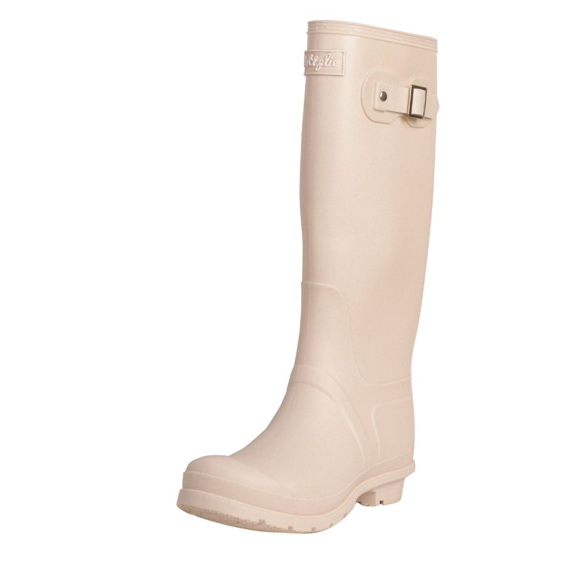 BOTTPLIE - Botas Lluvia Altas Mujer Wellington - Beige Matte