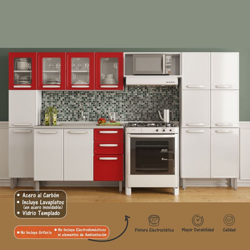 Cocina Integral Moderna 3mts en Acero Incluye Lavaplatos-Bertolini ...
