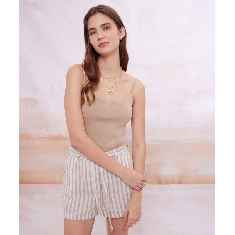 SEVEN SEVEN - Crop Top Para Mujer Manga Sisa Color Camel Marca Seven Seven #28095375