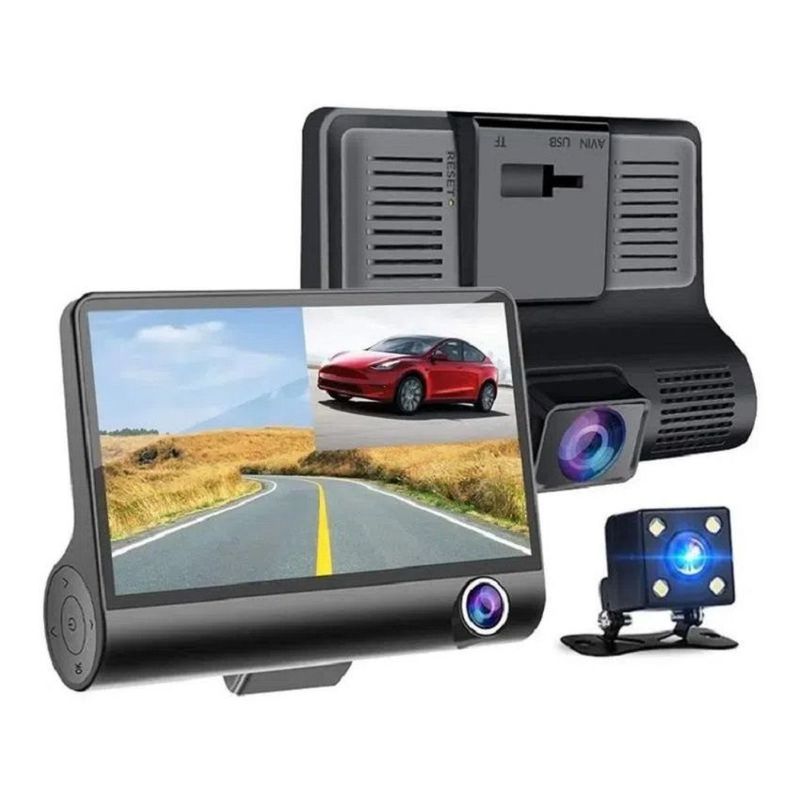 GENERICO - Camara Dvr Para Carro Triple Reversa 1080p Fullhd 4.3 Audio