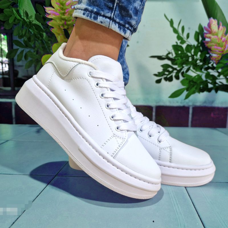 Zapato Casual Mujer Tenis Blancos Clasicos Moda EVEGONZ