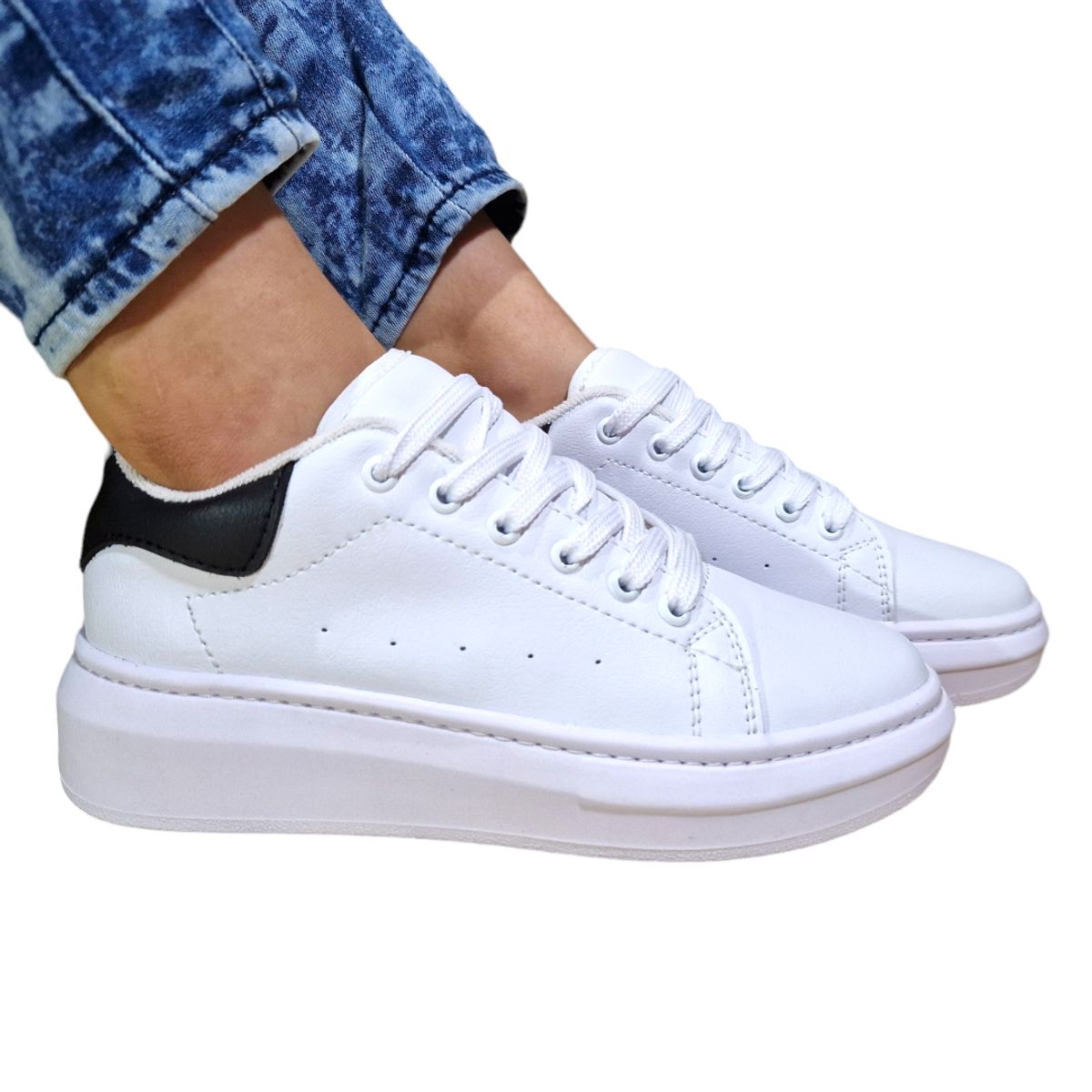 EVEGONZ - Tenis Casual Mujer Calzado Urban Zapatos de Moda Blanco