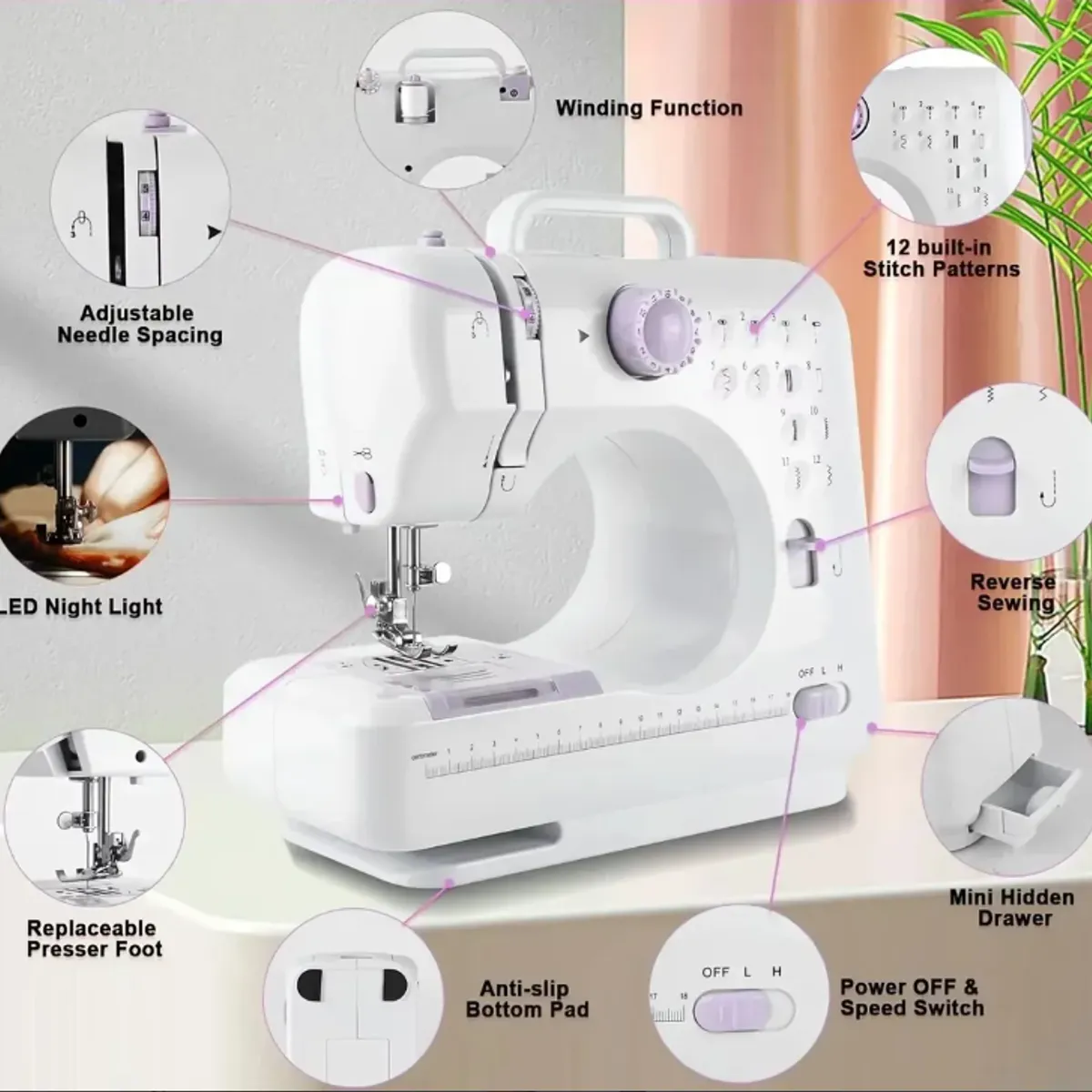 GENERICO - Maquina De Coser Multifuncional Portátil Domestica