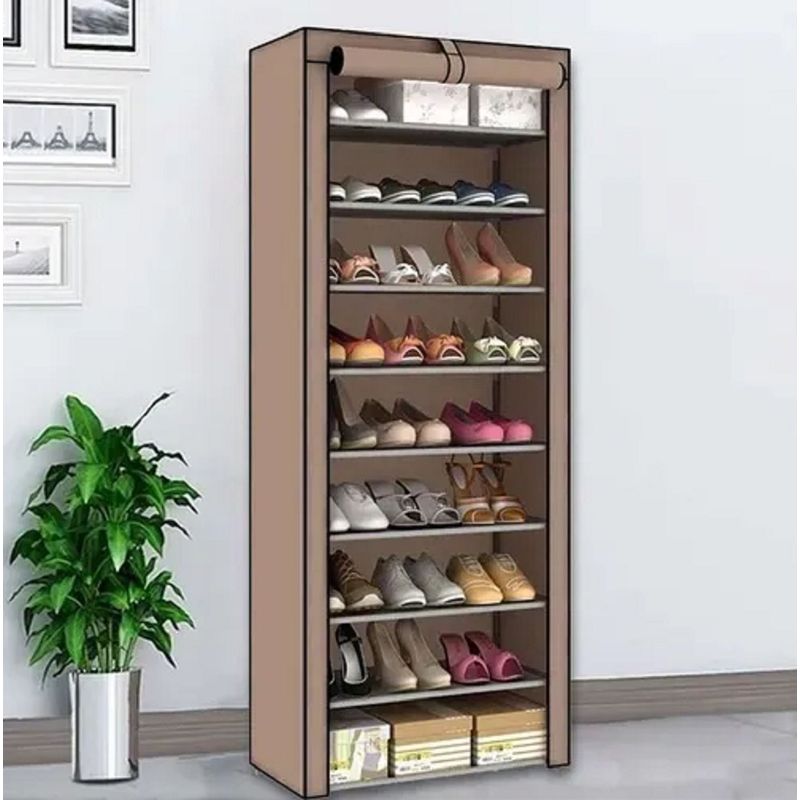 GENERICO - Zapatero En Tela Diseño Torre 27 pares marron