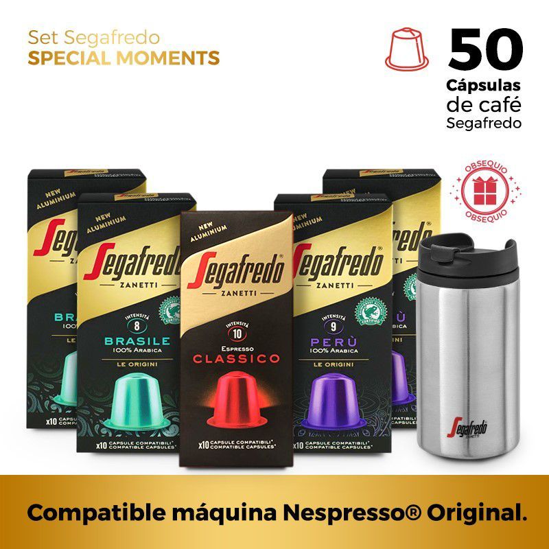 SEGAFREDO ZANETTI - Set Special Moments x 50 Cápsulas Café - Compatible máquina Nespresso® Original