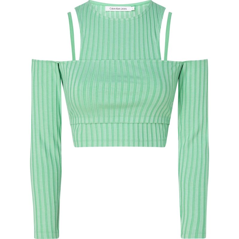 CALVIN KLEIN - Top Verde Recortado De Doble Capa Para Mujer Calvin Klein