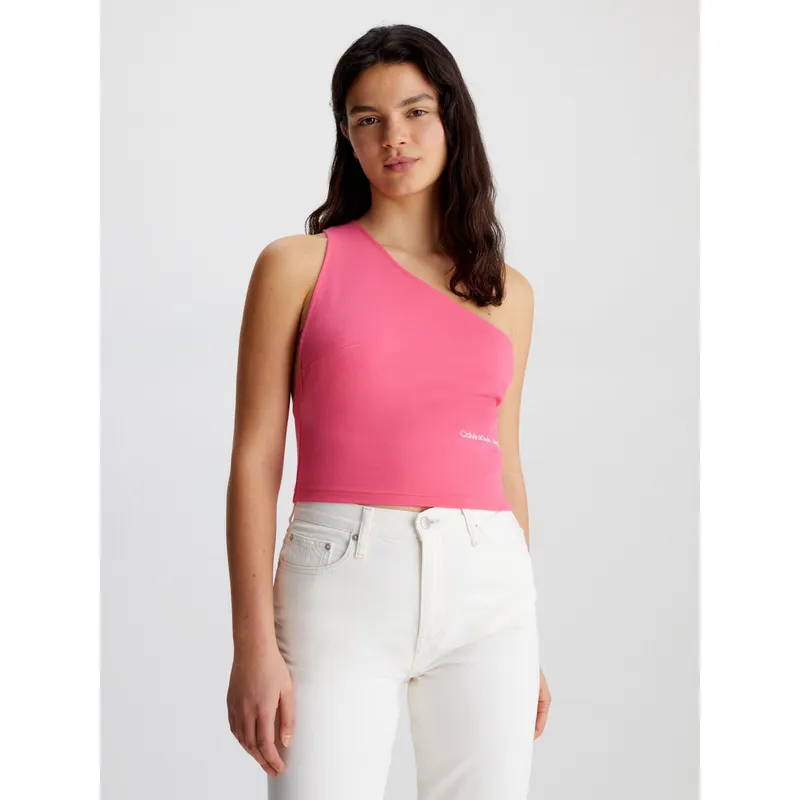 CALVIN KLEIN - Crop Top Rosado De Punto Milano Con Hombro Descubierto Calvin Klein