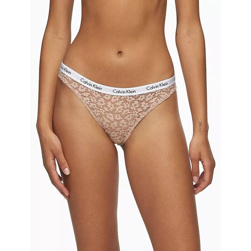 CALVIN KLEIN - Pantie Beige Tipo Bikini Con Logo Para Mujer Calvin Klein