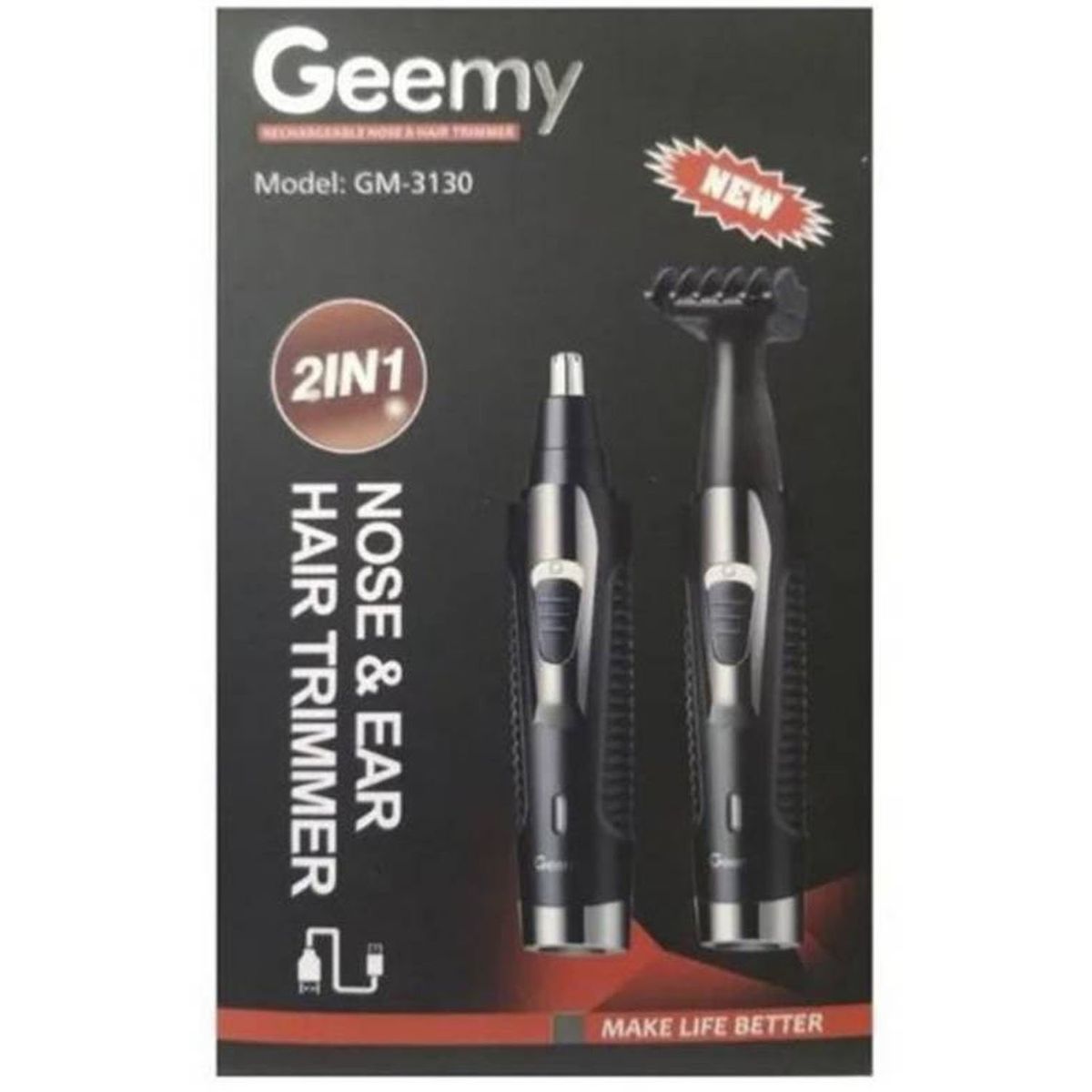 GEMEI GEEMY - Maquina Afeitadora Patillera Nariz Oidos Recargable 2 en 1
