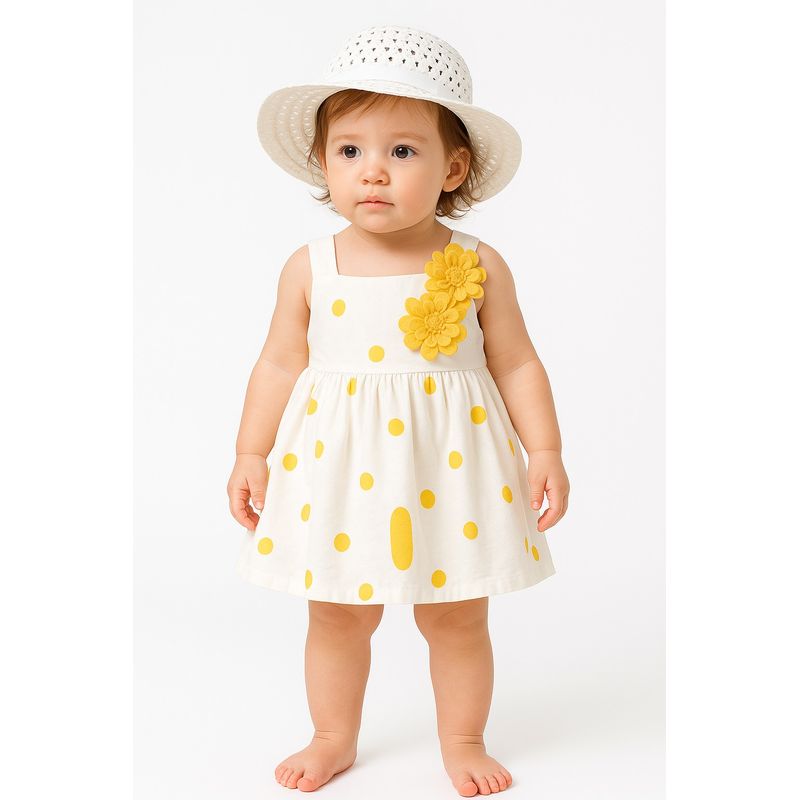 LUSOLSI - Conjunto Niña Verano  Vestido + Sombrero Hermoso Diseño