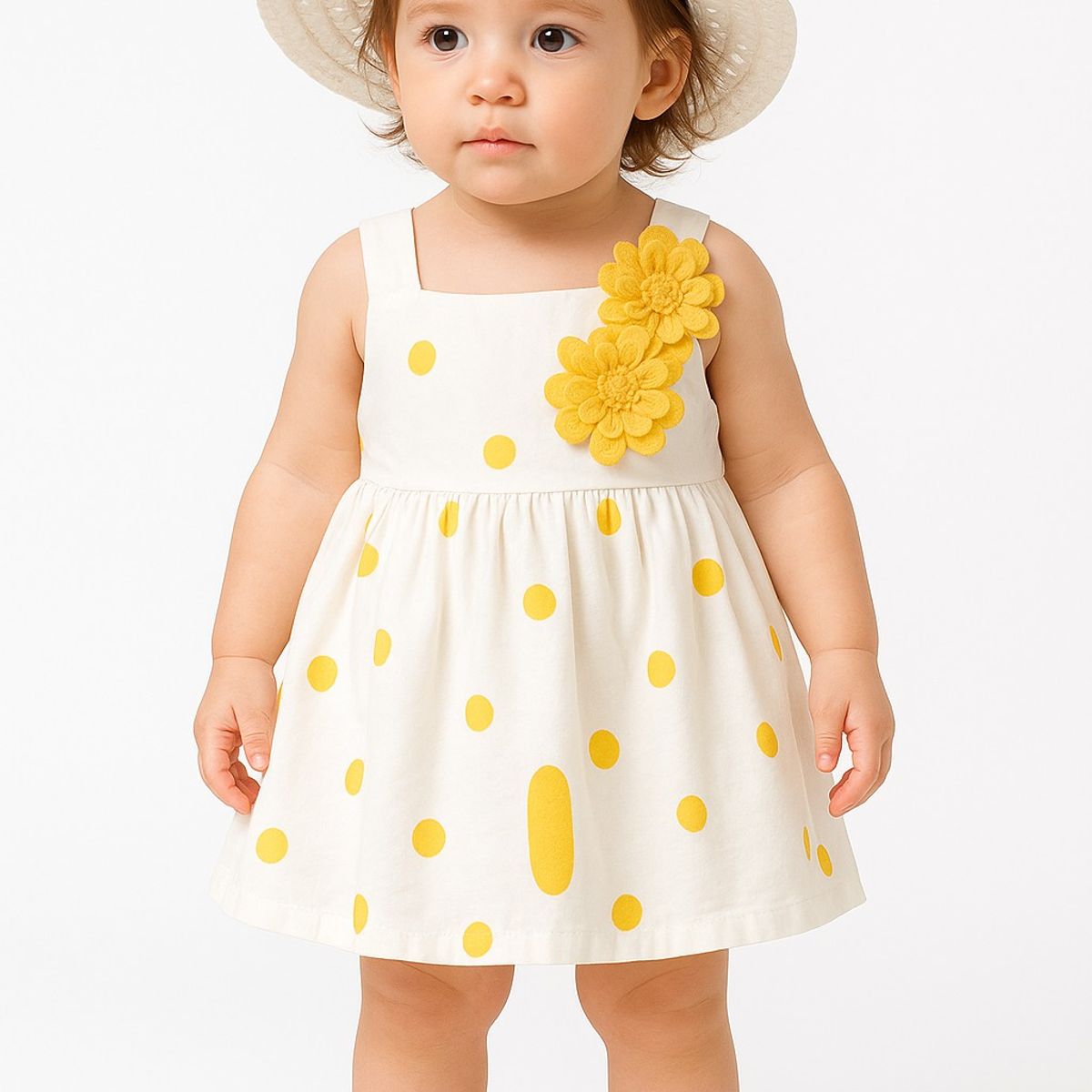 LUSOLSI - Conjunto Niña Verano  Vestido + Sombrero Hermoso Diseño