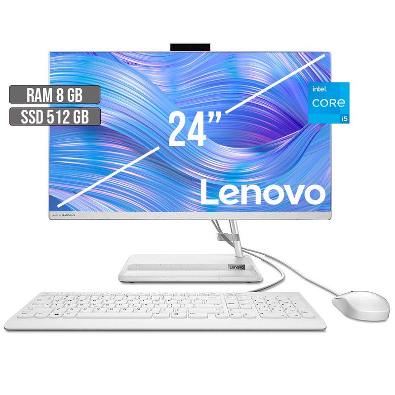 LENOVO - TODO EN UNO LENOVO INTEL CORE I5-12450H SSD 512GB RAM 8GB LED 24 FHD