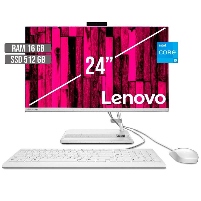 LENOVO - TODO EN UNO LENOVO INTEL CORE I5-12450H SSD 512GB RAM 16GB LED 24 FHD