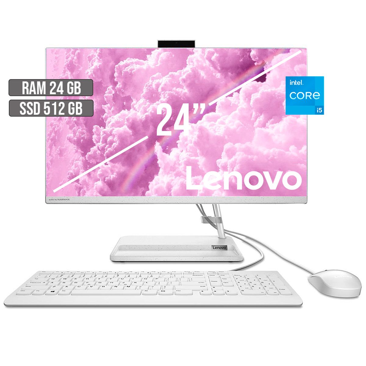 LENOVO - TODO EN UNO LENOVO INTEL CORE I5-12450H SSD 512GB RAM 24GB LED 24 FHD