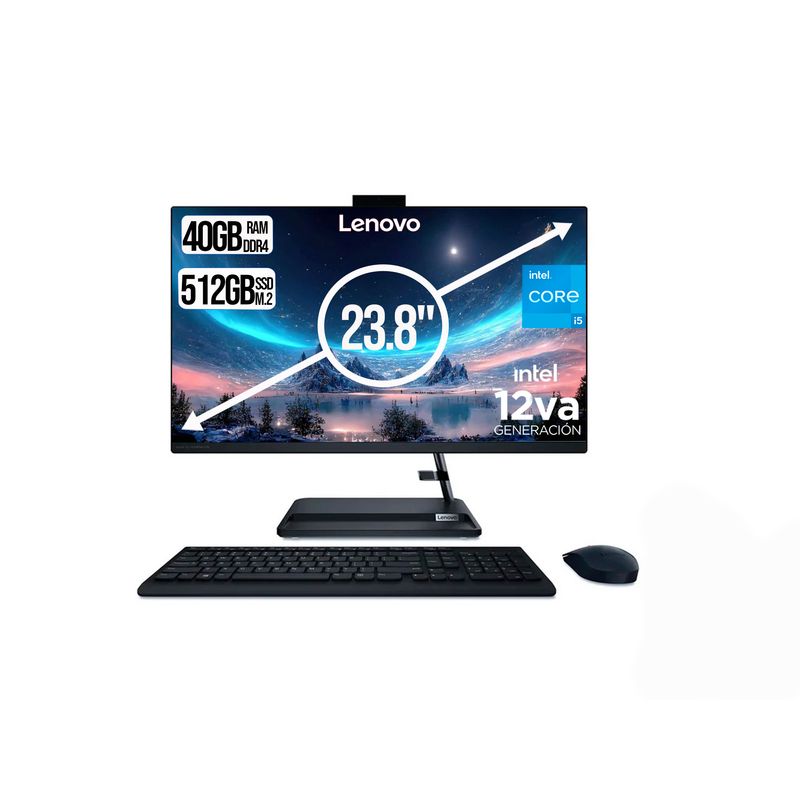 LENOVO - TODO EN UNO LENOVO INTEL CORE I5-12450H SSD 512GB RAM 40GB LED 24 FHD