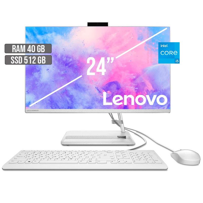 LENOVO - TODO EN UNO LENOVO INTEL CORE I5-12450H SSD 512GB RAM 40GB LED 24 FHD