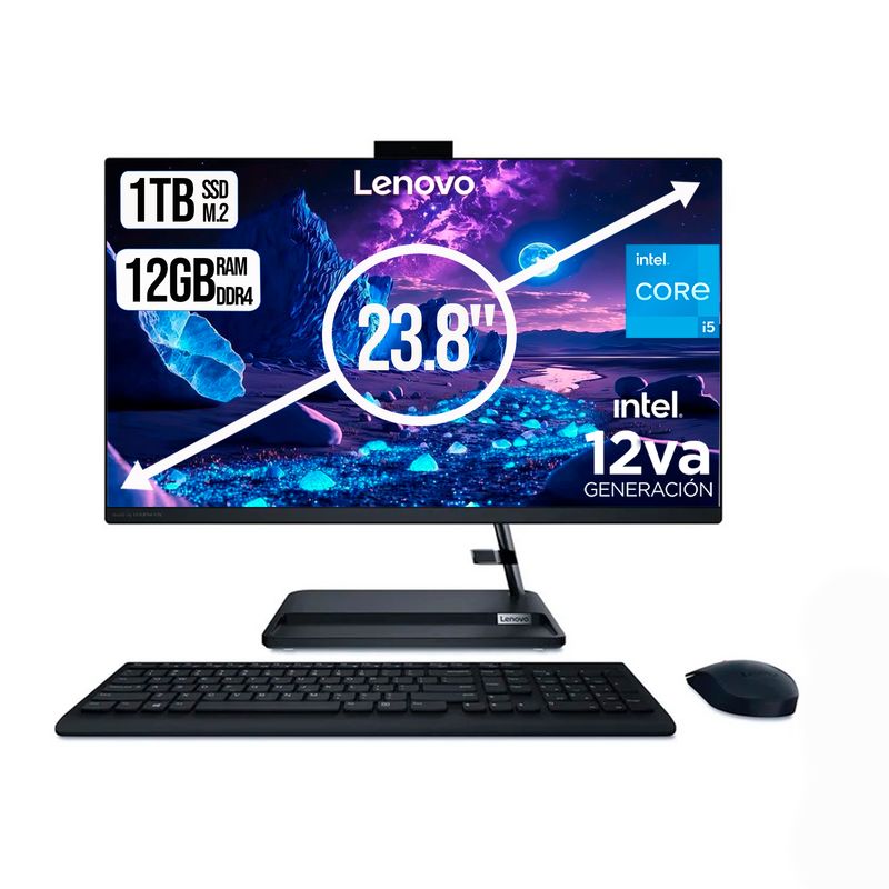 LENOVO - TODO EN UNO LENOVO INTEL CORE I5-12450H SSD 1TB RAM 12GB LED 24 FHD