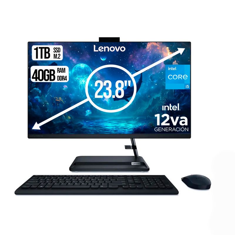 LENOVO - TODO EN UNO LENOVO INTEL CORE I5-12450H SSD 1TB RAM 40GB LED 24 FHD