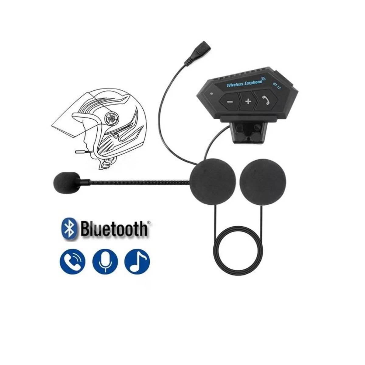 GENERICO - Intercomunicador Bluetooth Para Casco